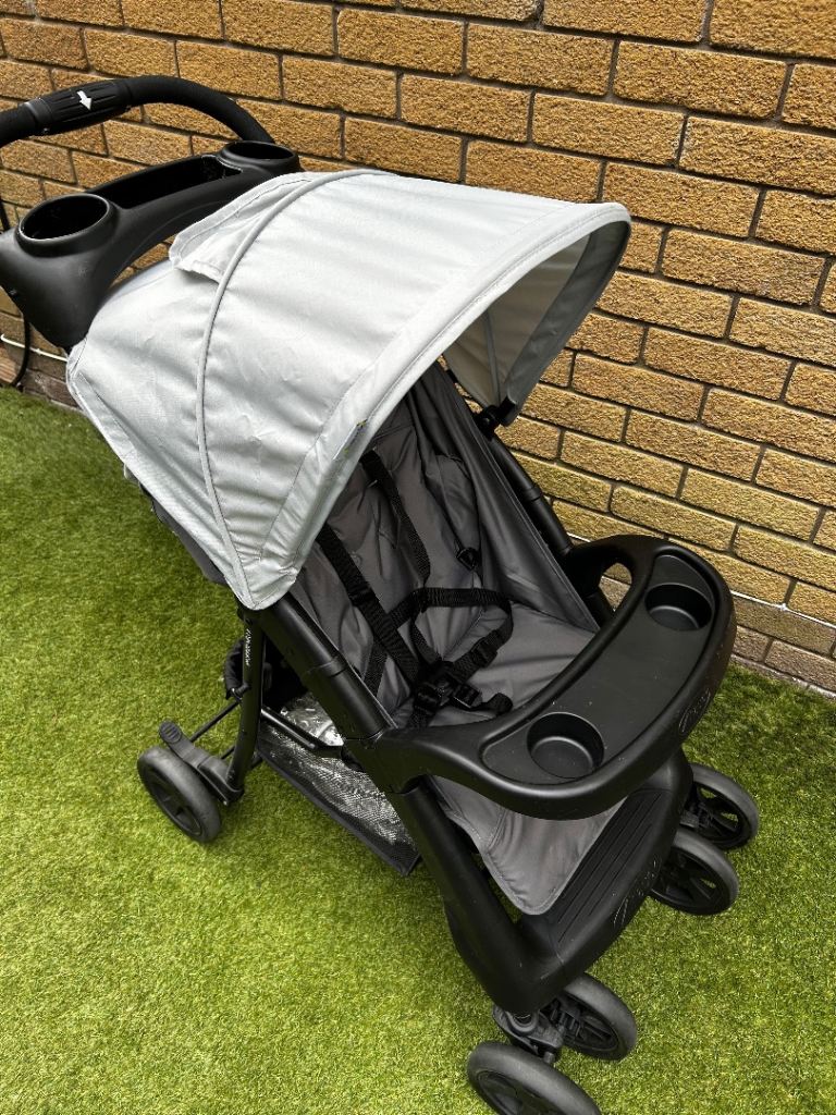 Grey Baby Pushchair Stroller with Tray – Good Condition