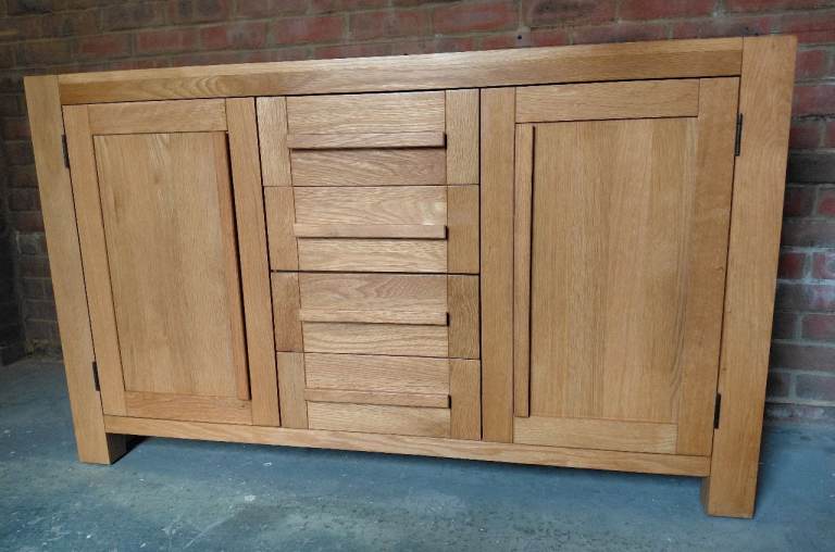 Solid Oak Sideboard Cupboard Drawer Refurbished 