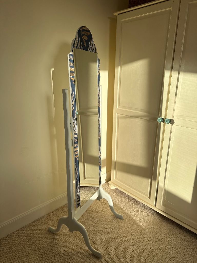 Vintage White Full Length Free Standing Cheval Mirror