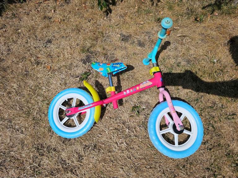 Kids 12'' Peppa Pig Balance Bike - Pink and Blue, Good Condition