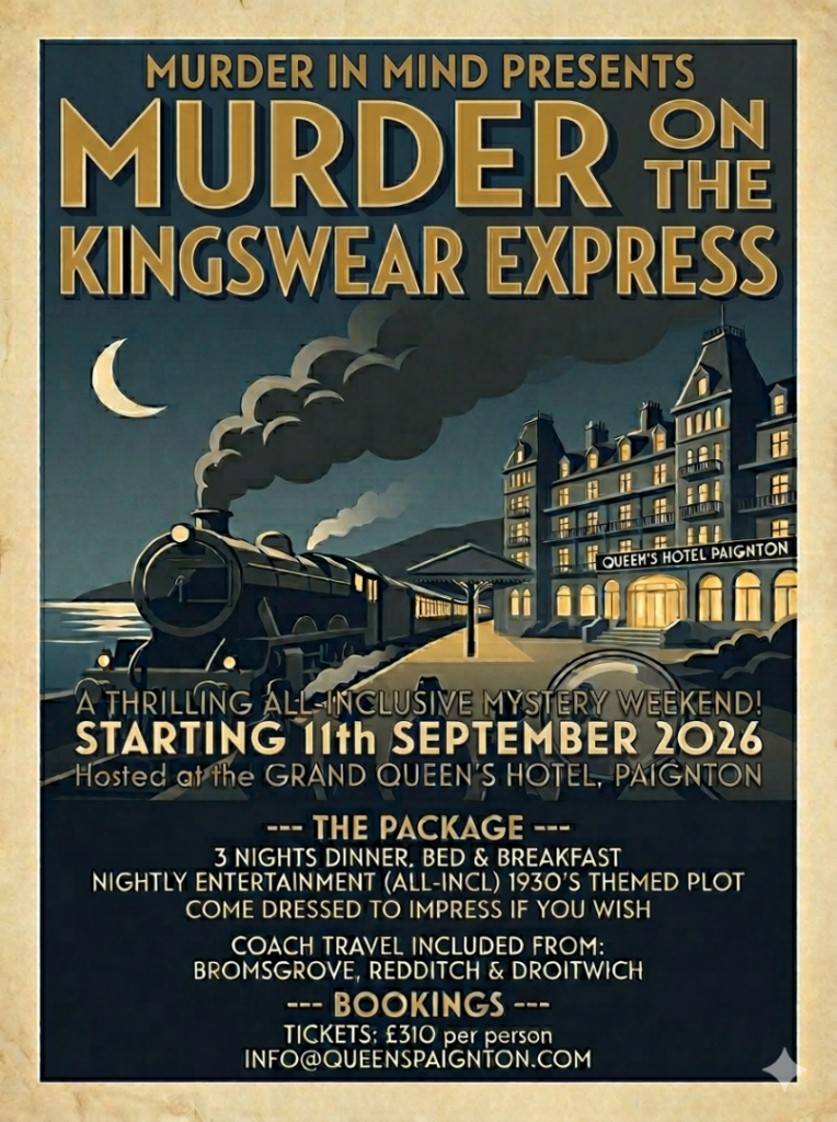 MURDER IN IND PRESENTS.... MURDER ON THE KINGSWEAR EXPRESS 1930's themed murder mystery
