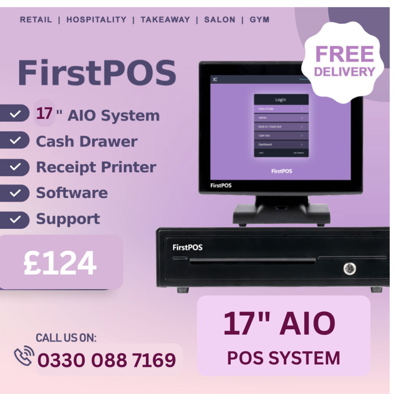 17 Inch Touchscreen EPOS POS Cash Register Till System for Retail, Hospitality, Takeaway and Salon