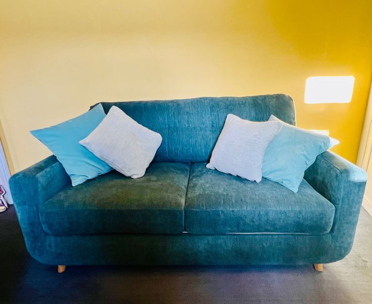 Lovely unused 2 seater sofabed, dark teal chenille