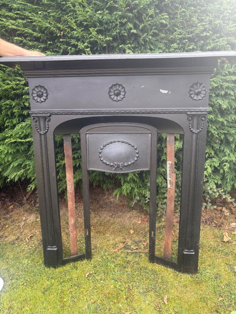 Original Antique Cast Iron Victorian Fireplace– Black