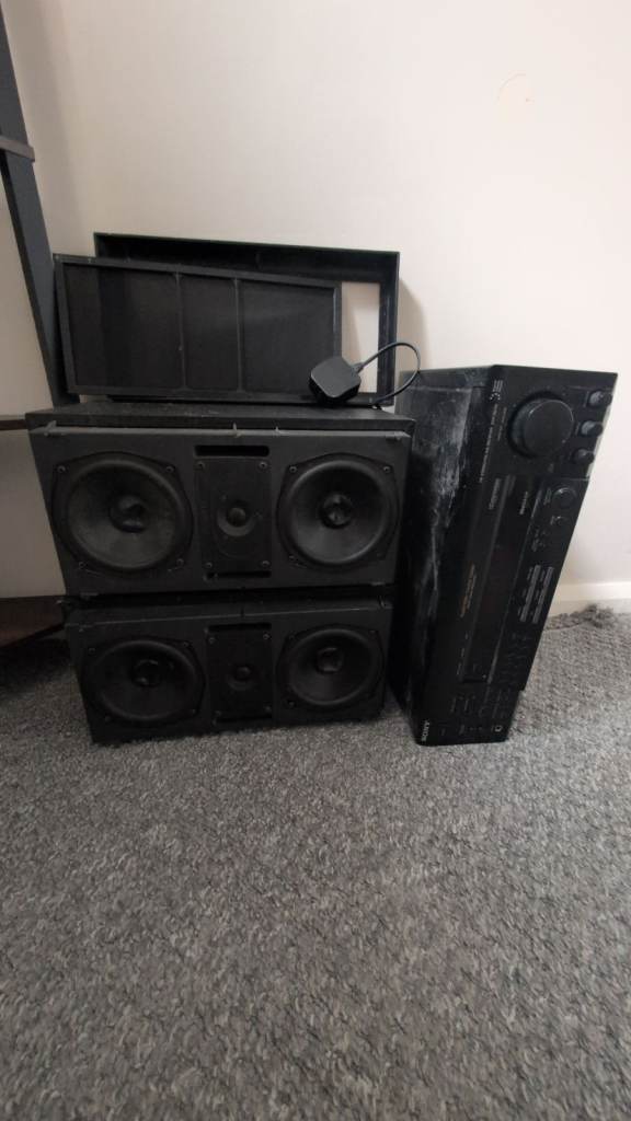 Black Speakers and Subwoofer Set - Fair Condition