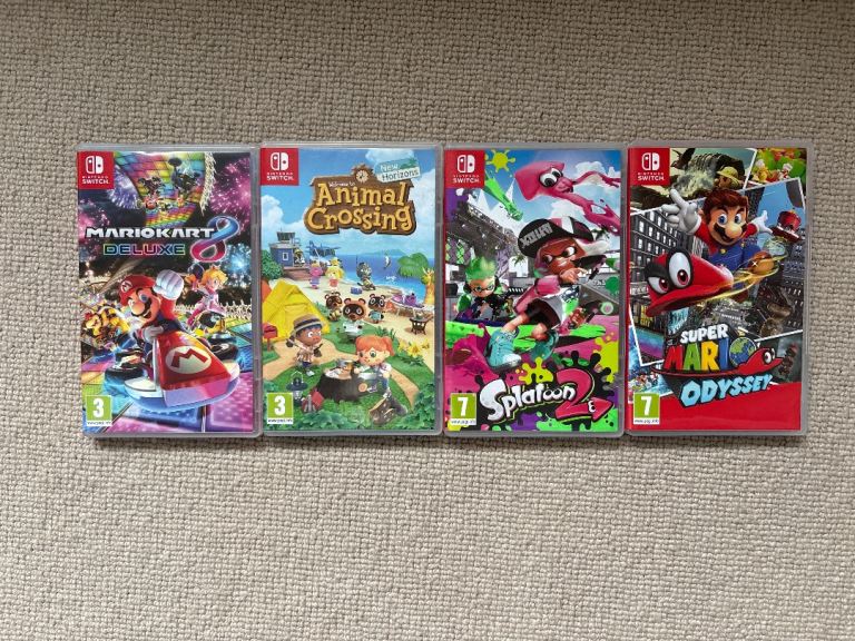 Nintendo Switch Games Bundle - Mario Kart, Animal Crossing, Splatoon 2, Super Mario Odyssey