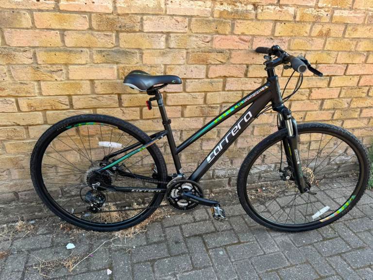 Carrera Crossfire 2 Hybrid Bike – Black with Green/Blue Accents