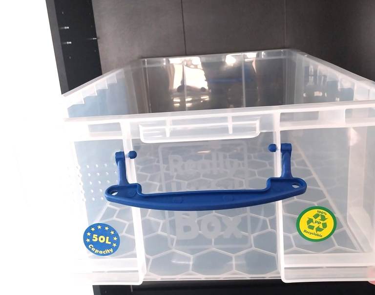 2 LARGE USEFUL STRONG BOX PLASTIC STORAGE 50 LITRES WITH LID BRAND NEW