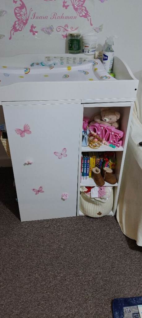 White Baby Changing Table with Storage