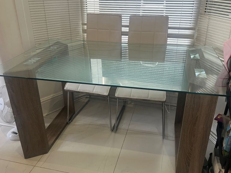 Glass Dining Table & 4 Chairs – Great Condition – Collection Only