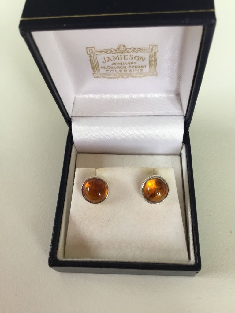image for Ladies Silver and Amber Stud earrings