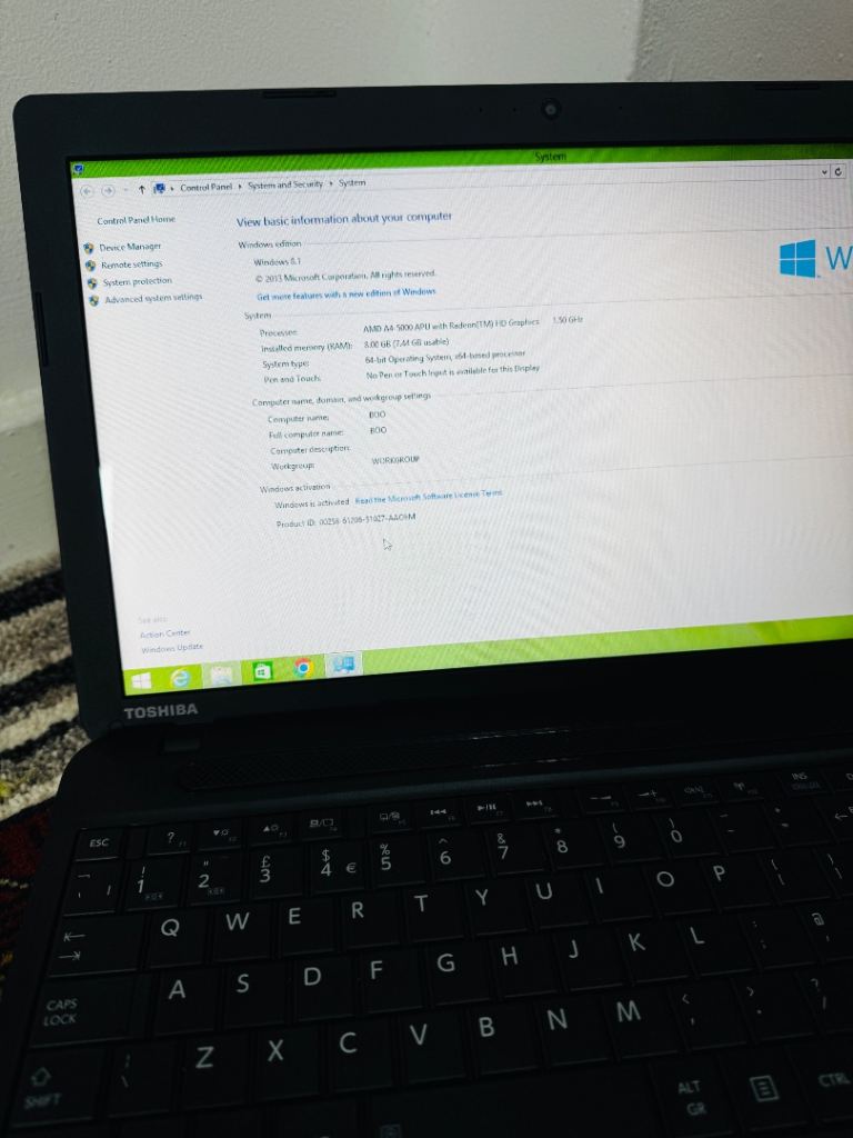 Toshiba 15.6” Screen Laptop 1TB Storage Brilliant Condition 