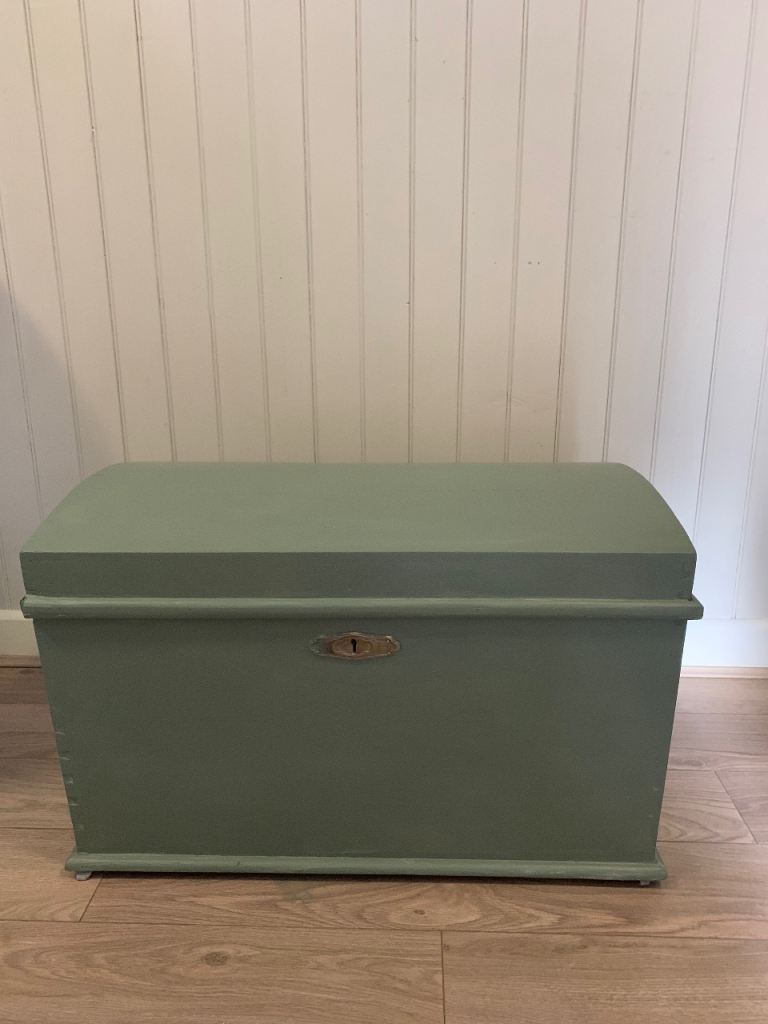 Good Condition Wooden Trunk in Sage Green, £70.00 for Sale