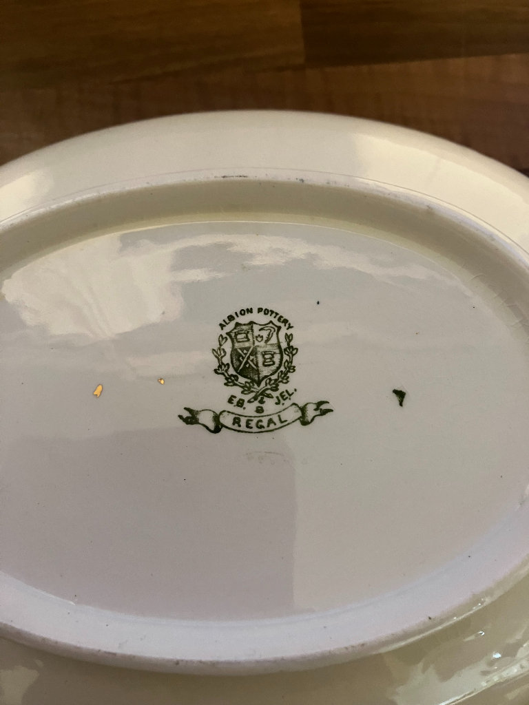 Antique ca.1900's Regal Pattern Lidded Serving Bowls Albion Bourne Leigh Pottery England