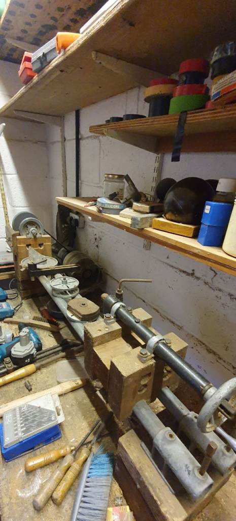 Vintage wood lathe perfect working order with sharpening stone