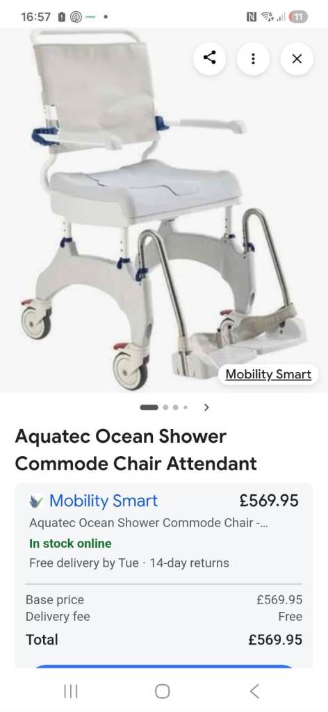 Aquatec Ocean Shower Commode Chair Attendant – Good Condition