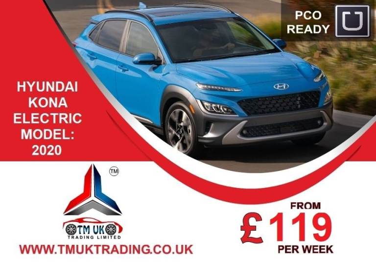 PCO CAR HIRE HYUNDAI KONA ELECTRIC **FROM ONLY £119 P/W** UBER READY FOR RENT