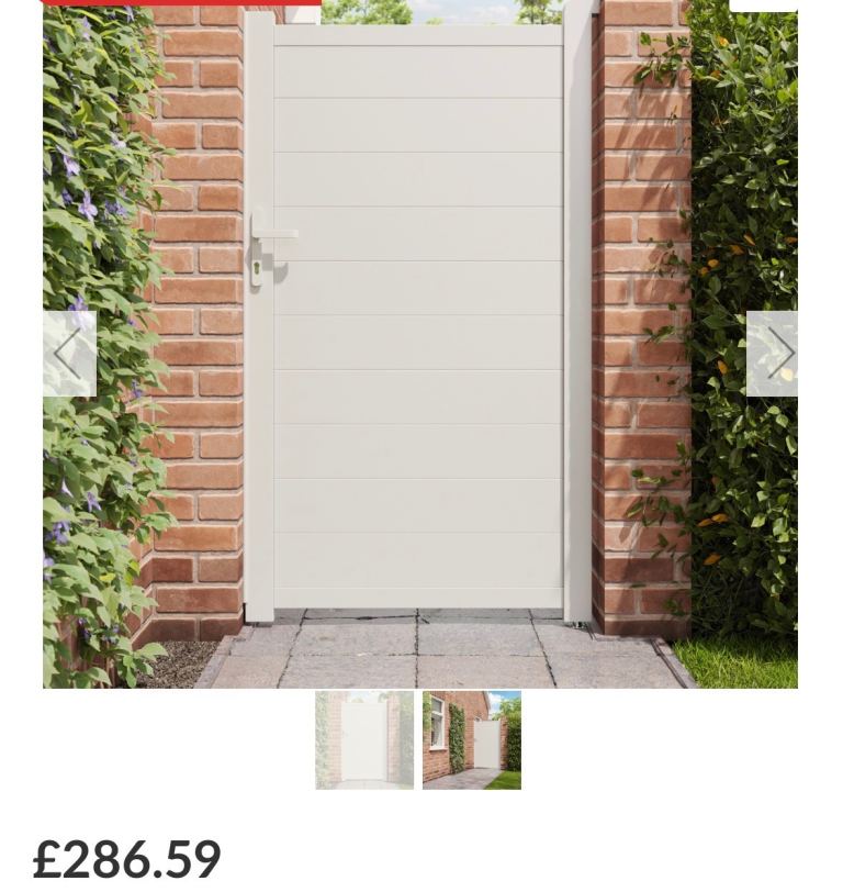 Beautiful white aluminium garden gate Height 173cn Depth 3cm Width 100cm