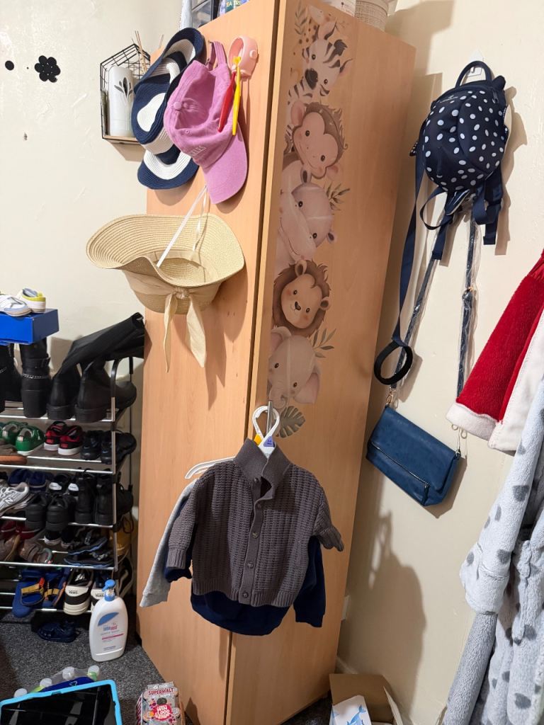 Wooden Wardrobe with Animal Decals – Good Condition