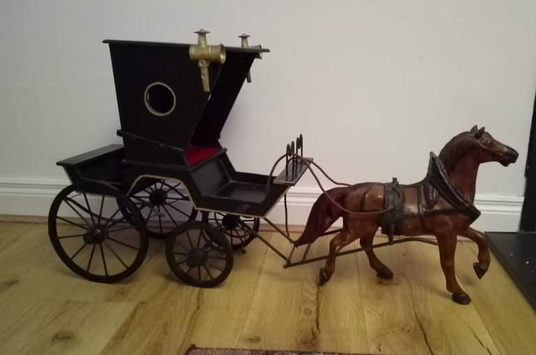 VINTAGE RARE LARGE Handmade AMERICAN Two Seater Horse Drawn CARRIAGE - Wood & Metal (VGC)