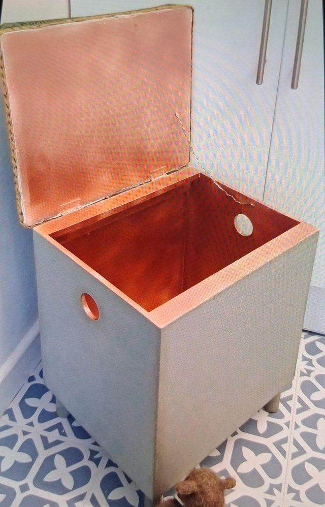 Grey Storage Box with Copper Interior – Good Condition