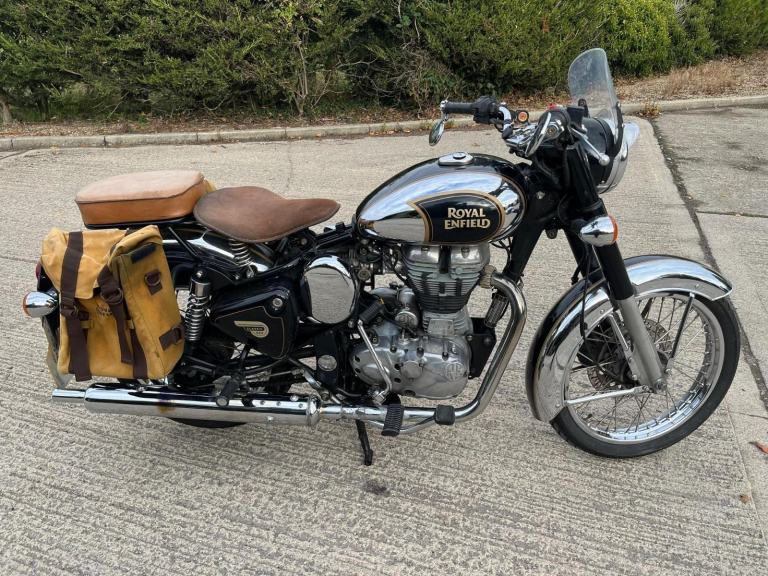 2015 15 ROYAL ENFIELD BULLET CLASSIC EFI MODERN RETRO CHROME  BLACK FI PANNIERS