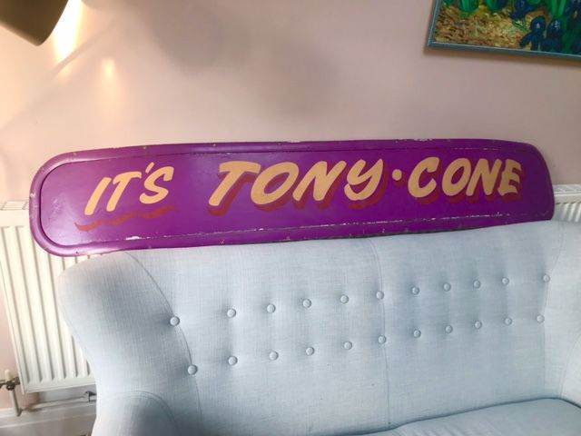 ICE CREAM VAN SIGN, ORIGINAL 1970S, TOP LIGHT, HAND PAINTED, PERSPEX METAL, TONY CONE