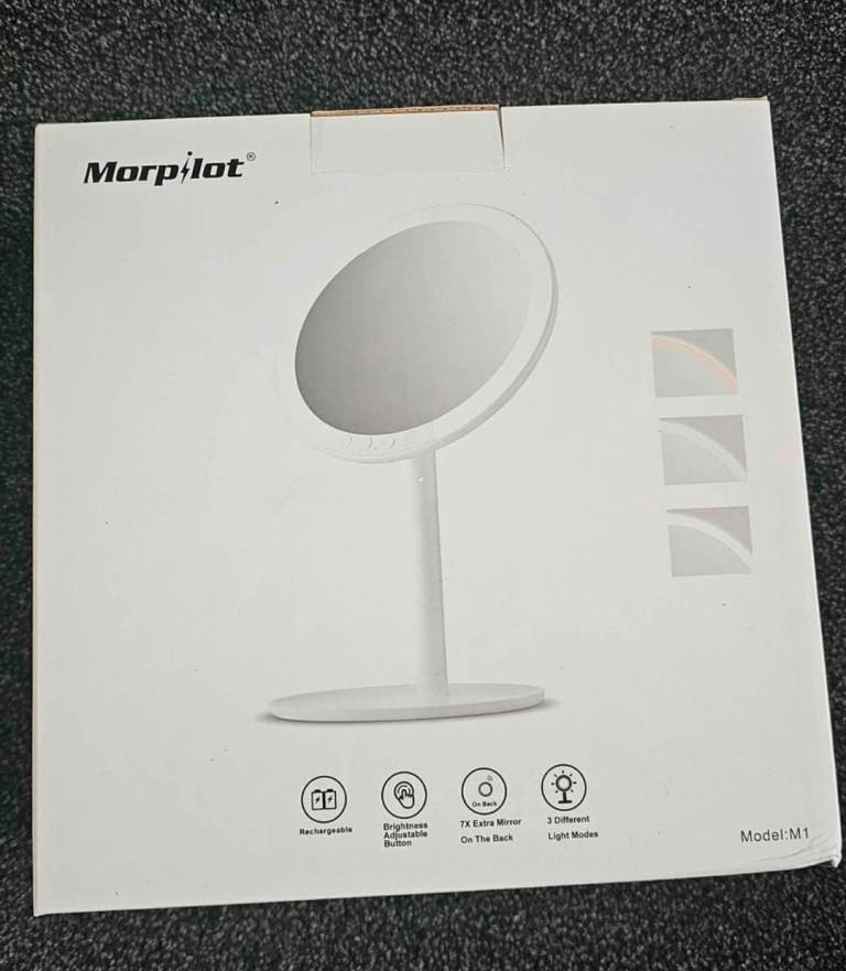 Brand New Boxed LED Cosmetic makeup mirror, rechargeable, adjustable brightness, 3 light  modes
