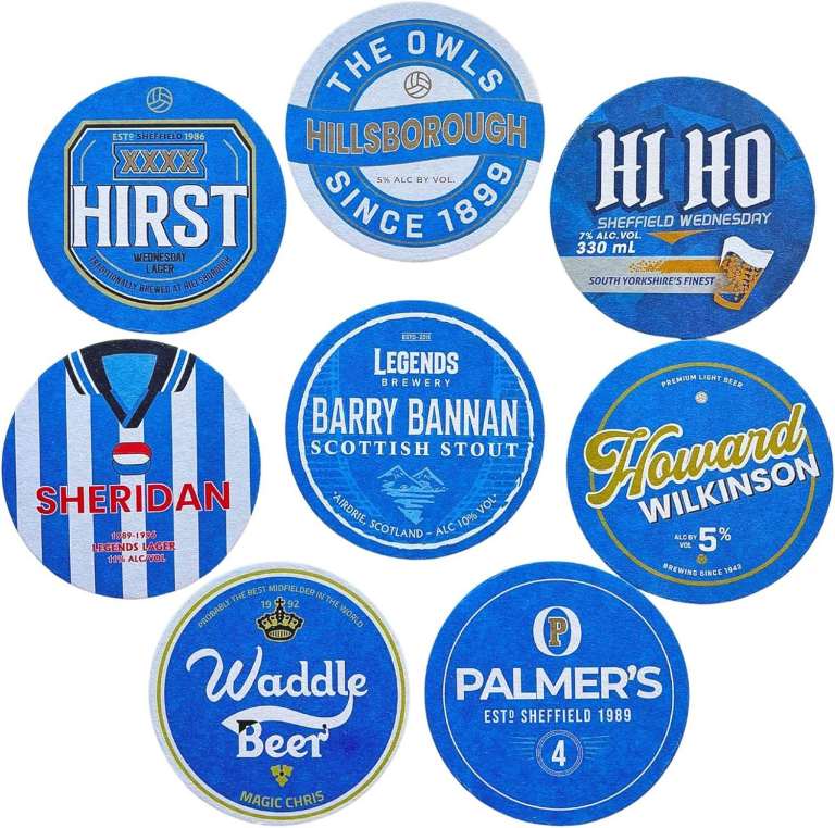 new in packaging - Sheff Wednesday Beer Mats Set of 8 – Football Coasters