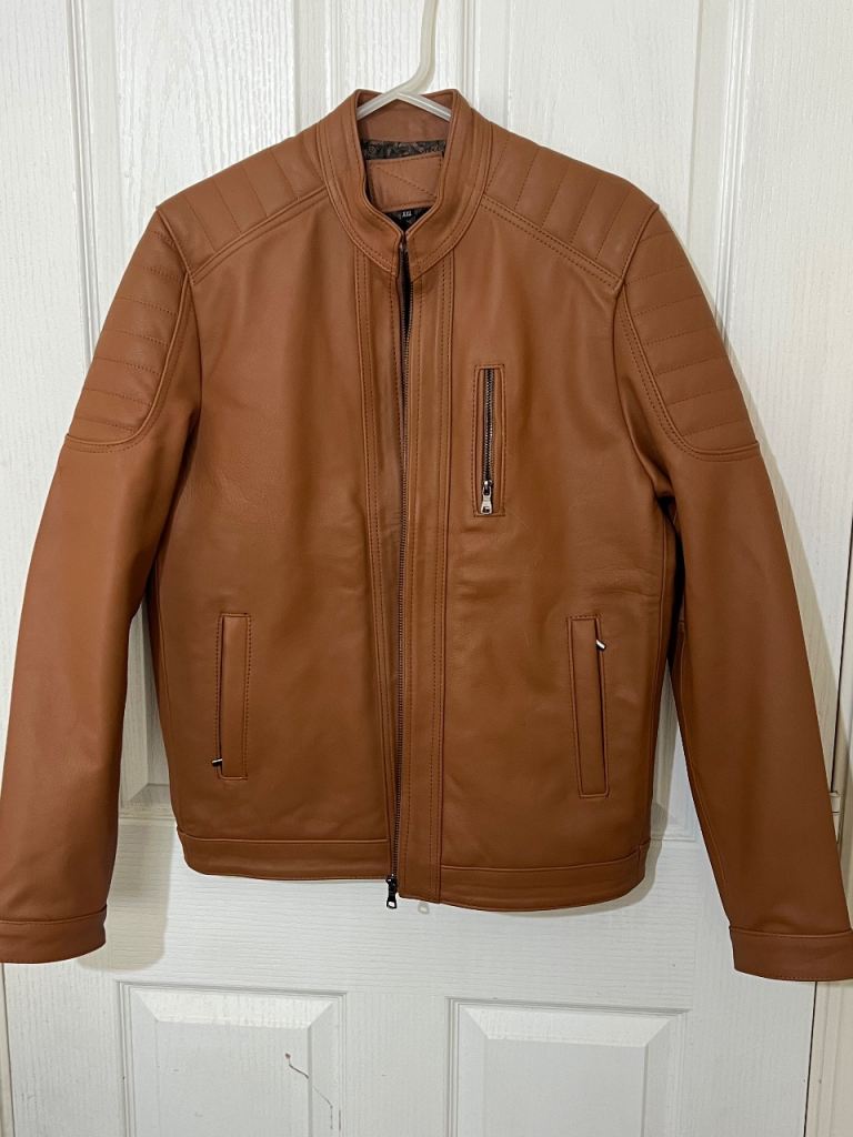 Luxury 100% Camel Leather Dark Mustard Racer Jacket