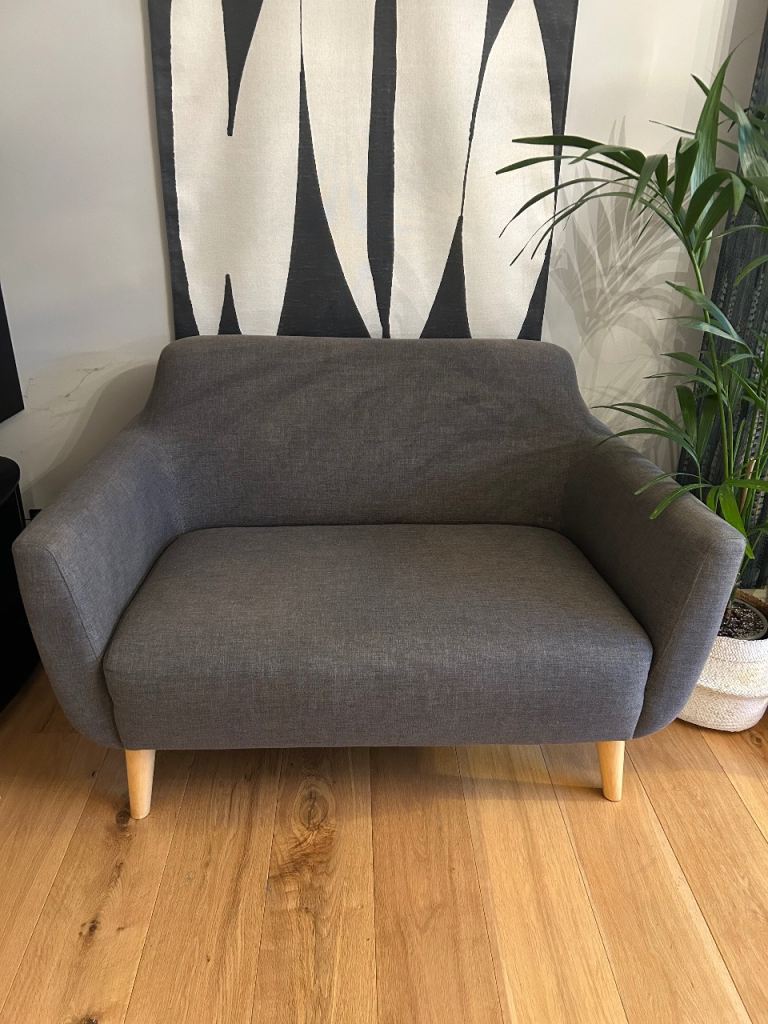 Mid Century Style Grey Loveseat in Excellent Condition