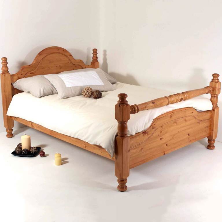 Chunky solid pine king size bed frame
