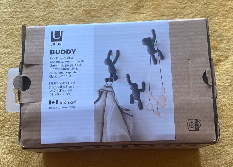 Umbra Buddy Hooks (Set of 3) – Black, Brand New in Box