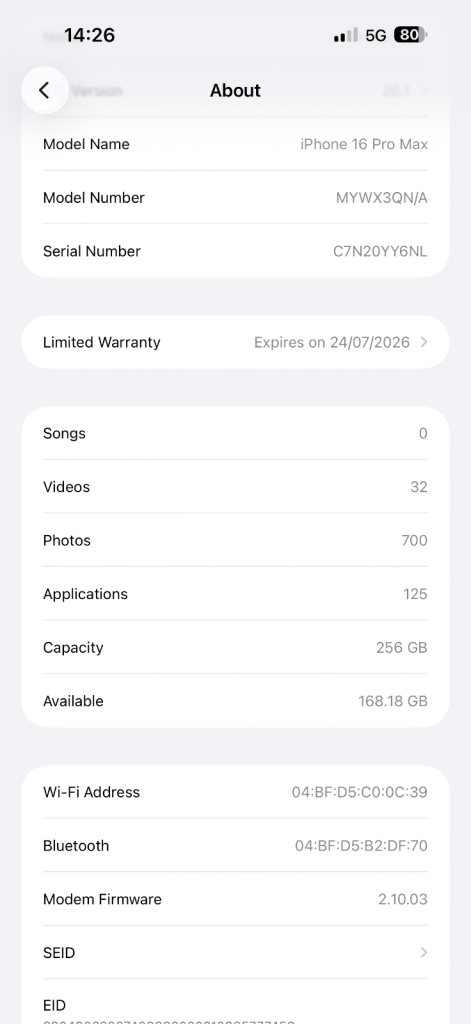 iPhone 16 Pro Max 256GB under warranty 