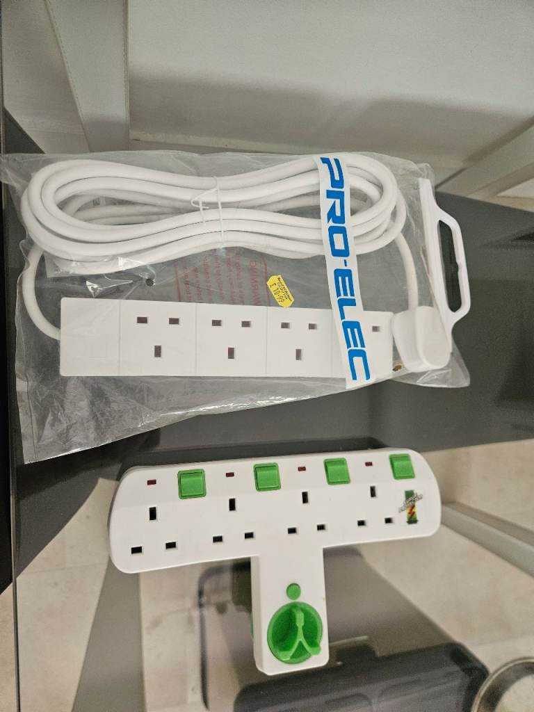 Extension Leads + 4-way multiplug adapter