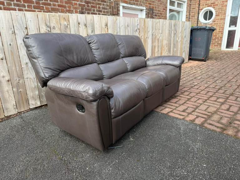 3 seater sofa in a tan thick leather All reclining Good fresh condition £150