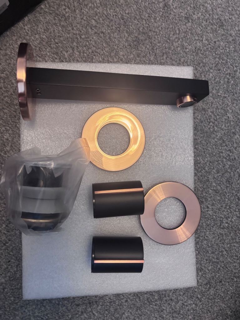 New aquaFlow Wall Mounted Basin Mixer Tap - Black and Gold