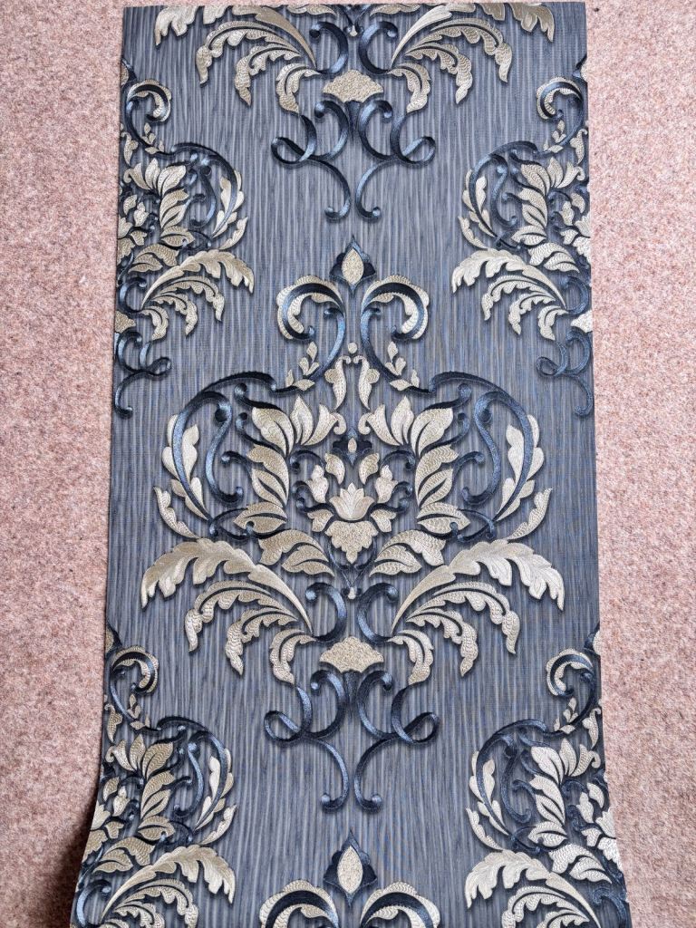 3 rolls German wallpaper, grey and gold