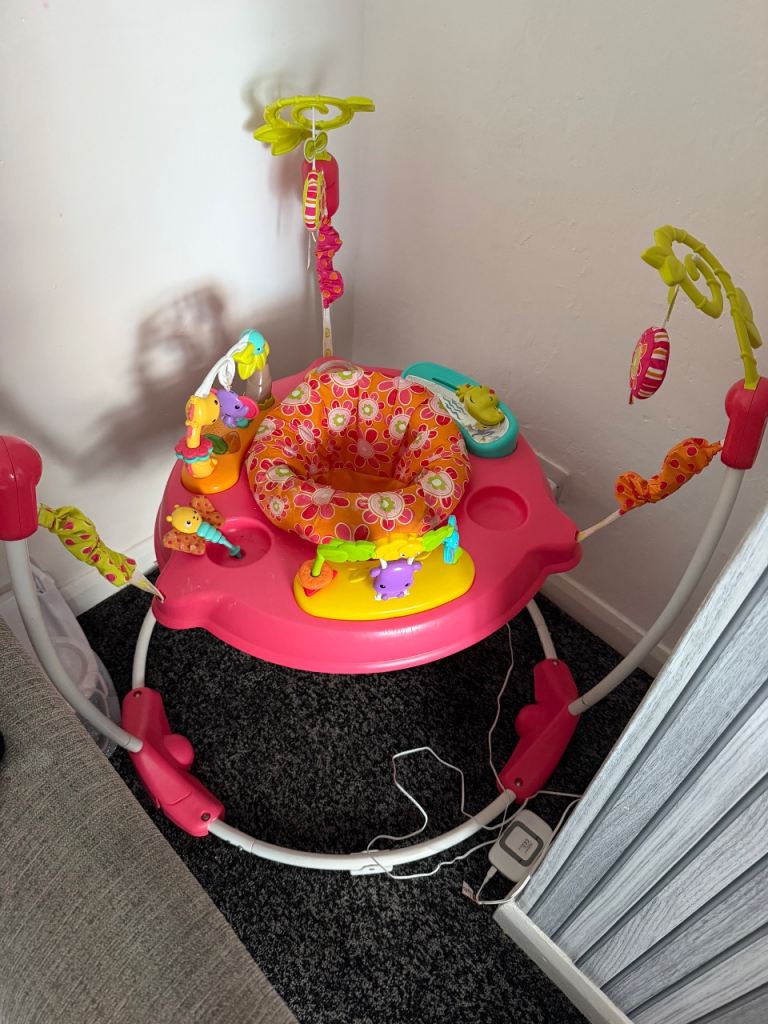 Pink Baby Activity Jumper with Toys – Good Condition