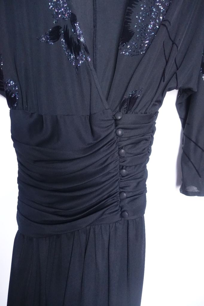 Vintage Black Sparkly Party Dress Size 8-10 Lorraine Chase Collection 