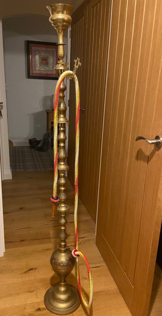 REDUCED Decorative Brass Tall Shisha Pipe