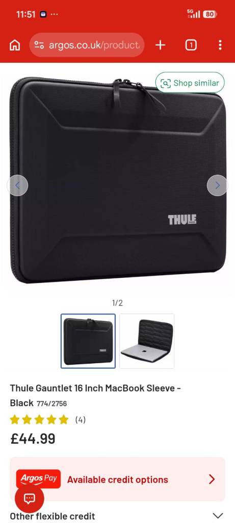 THULE 16" LAPTOP SLEEVE CASE STUNNING 