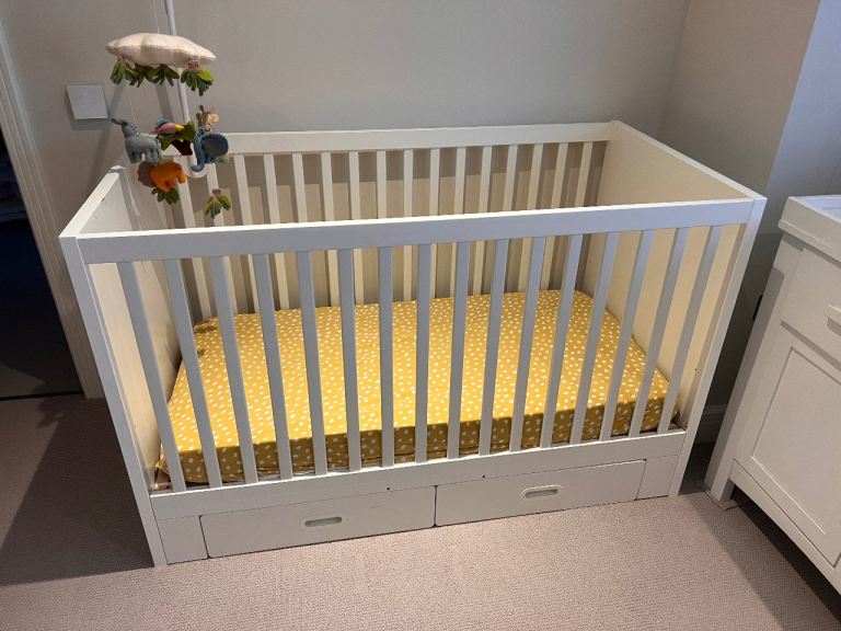 Perfect Condition Cot - with 2 Drawers (IKEA)