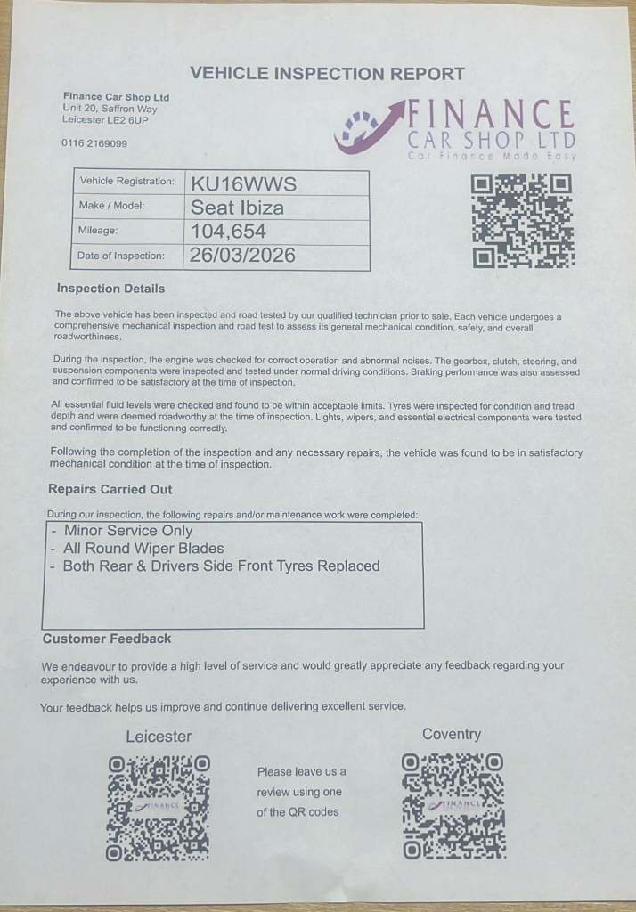 2016 SEAT Ibiza 1.2 TSI 90 Connect 5dr HATCHBACK PETROL Manual