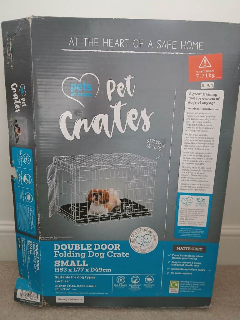 Small folding dog crate with front and side doors 