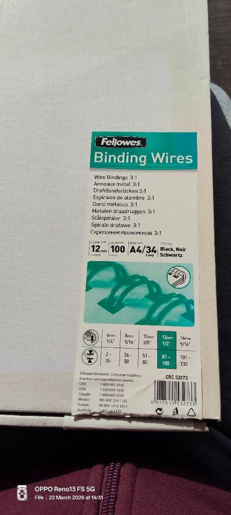 Binding Wires A4 12mm