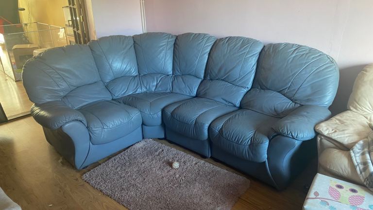 Grey Leather Corner Sofa