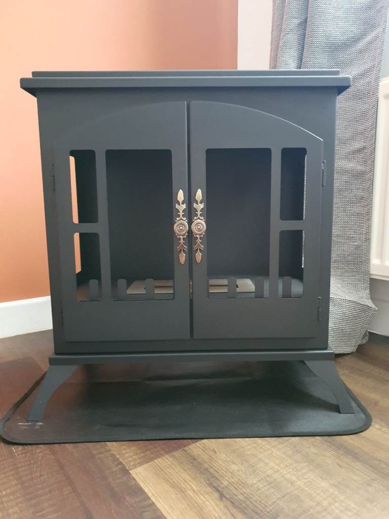 Black biofuel Fireplace Heater with silver handles – Good Condition