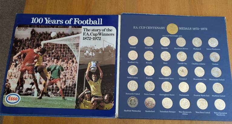 3 x Esso FA Cup 1872-1972 Centenary Coin / Medallion Sets : 2 x Fully Complete & 1 needs 2 coins