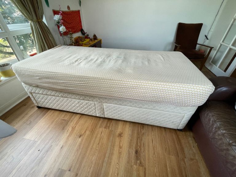 Standard Single Diwan Bed with Mattress & Headboard